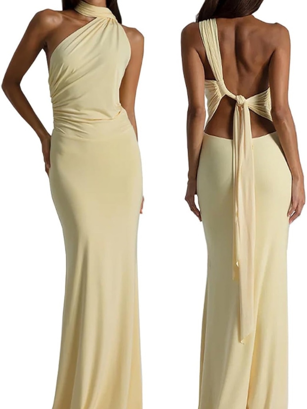 Women's One Shoulder Dress Sexy Backless Wedding Guest Long Dresses
